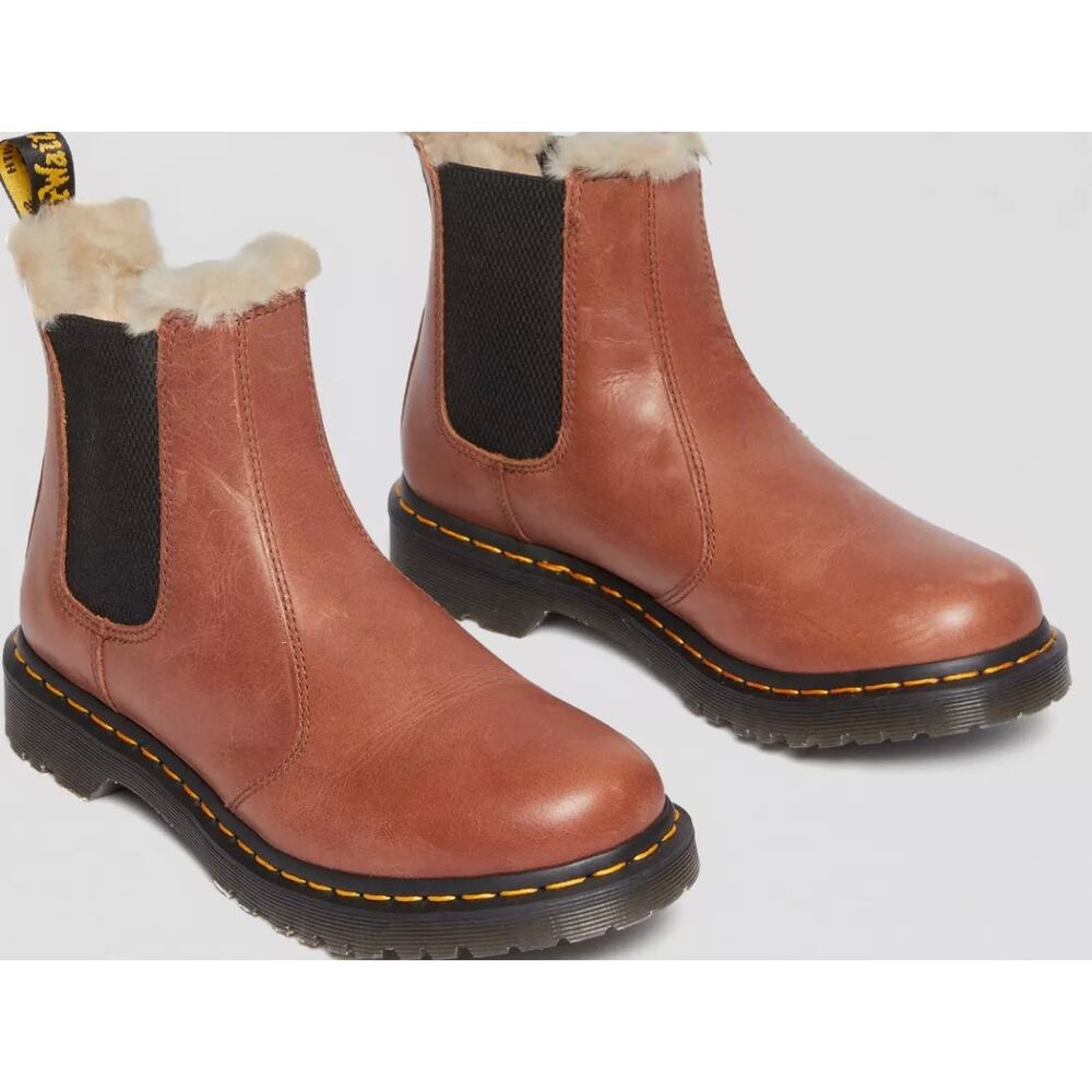 Dr. Martens 2976 Faux Shearling Chelsea Boot Saddle Tan NEW!
